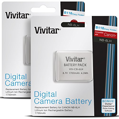 (2 Pack) Vivitar NB-6L / NB-6LH Batteries for Select Canon PowerShot Cameras