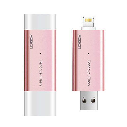 [Apple MFI Certified] Addon Pen Drive iFlash USB 3.0 Interface Flash Drive with Lightning Connector Compatible to All iPod /iPhone /iPad & & Computers(32GB Rose gold)