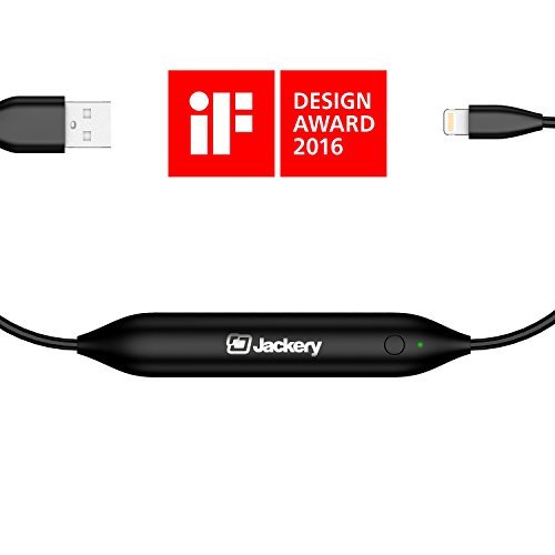 [Apple MFI Certified] Jackery Jewel Lightning Power Cable with Built-In Compact External Portable Charger, Cable & Battery Combo for Your iPhones, iPod Nano and AirPods (2016 iF Award Winner)