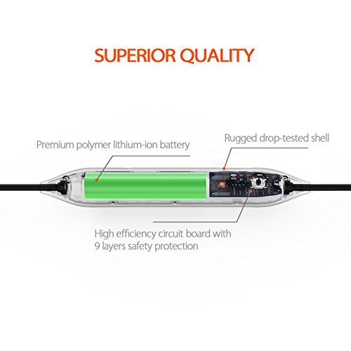 [Apple MFI Certified] Jackery Jewel Lightning Power Cable with Built-In Compact External Portable Charger, Cable & Battery Combo for Your iPhones, iPod Nano and AirPods (2016 iF Award Winner)