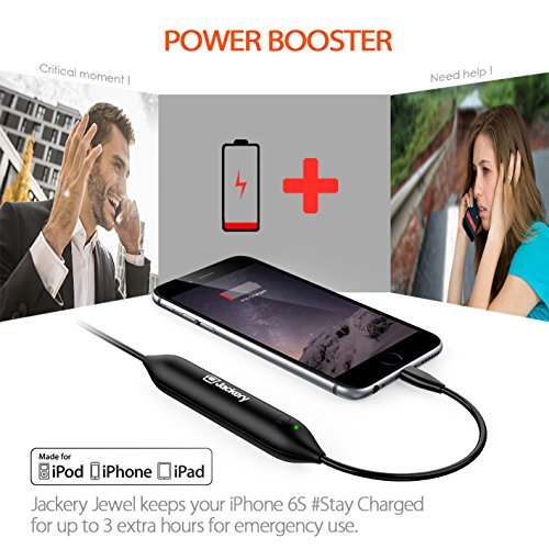 [Apple MFI Certified] Jackery Jewel Lightning Power Cable with Built-In Compact External Portable Charger, Cable & Battery Combo for Your iPhones, iPod Nano and AirPods (2016 iF Award Winner)