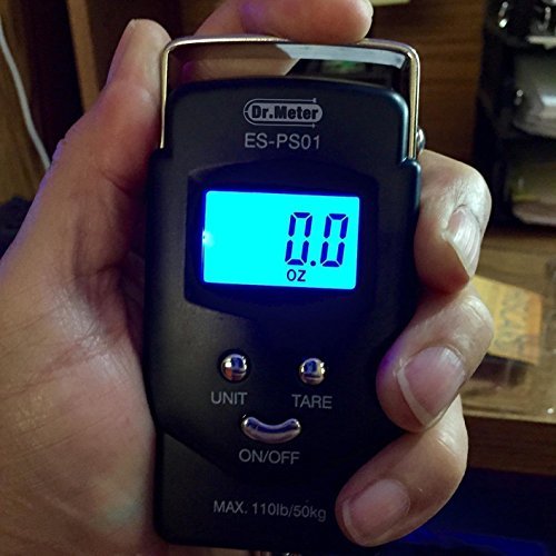 [Backlit LCD Display]Dr.meter PS01 110lb/50kg Electronic Balance Digital Fishing Postal Hanging Hook Scale with Measuring Tape, 2 AAA Batteries Included