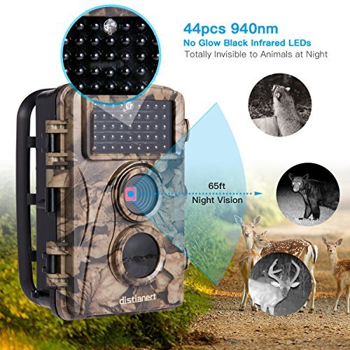 [Upgraded] Distianert 12MP 720P Game Camera Trail Camera Infrared No Glow Night Vision 65ft Waterproof IP56 with 44pcs 940nm IR LEDs