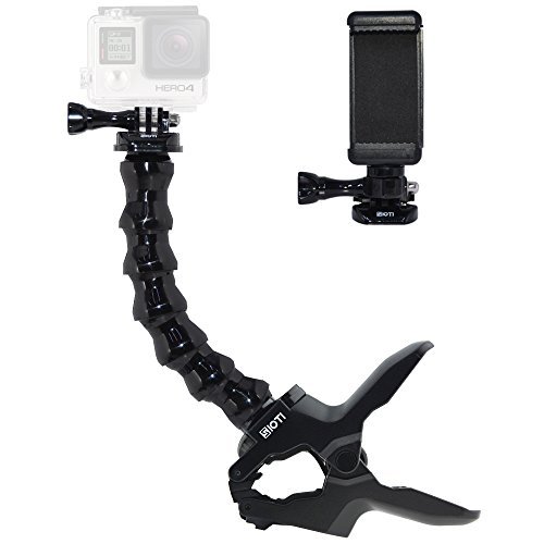 [Upgraded]SIOTI Jaws Flex Clamp Mount with Adjustable Goose Neck for GoPro Hero 6, 5, 4, Session, 3+, 3, 2, 1 Cameras,Action Cameras and iPhoneX,8,8 Plus,7,7 Plus,6S,6S Plus and Other Smartphone