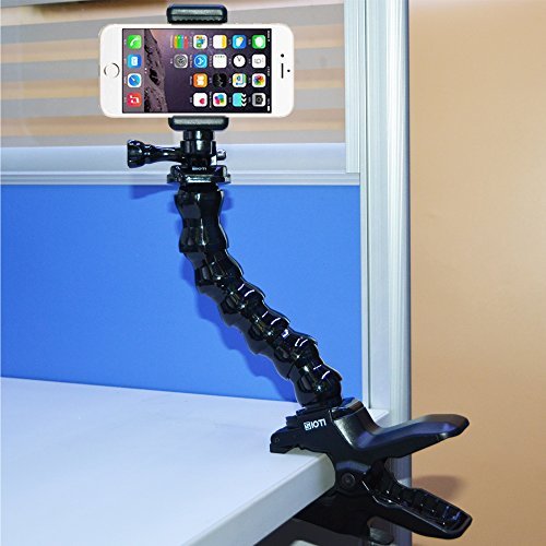 [Upgraded]SIOTI Jaws Flex Clamp Mount with Adjustable Goose Neck for GoPro Hero 6, 5, 4, Session, 3+, 3, 2, 1 Cameras,Action Cameras and iPhoneX,8,8 Plus,7,7 Plus,6S,6S Plus and Other Smartphone