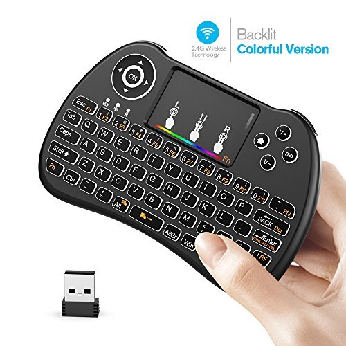 (Upgraded Version) Aerb 2.4GHz Colorful Backlit Mini Wireless Keyboard with Mouse Touchpad Rechargeable Combos for PC, Pad, Google Android TV Box and More