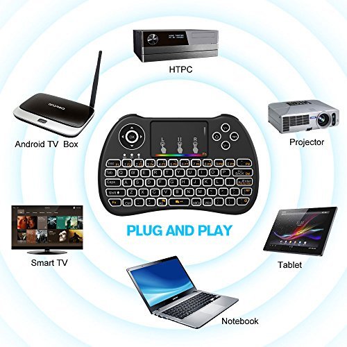 (Upgraded Version) Aerb 2.4GHz Colorful Backlit Mini Wireless Keyboard with Mouse Touchpad Rechargeable Combos for PC, Pad, Google Android TV Box and More
