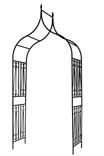 1.Go Gothic Steel Garden Arch, 8'8" High x 4'5" Wide, Garden Arbor for Various Climbing Plant, Outdoor Garden Lawn Backyard