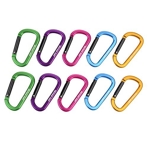 10PCS 3"/8CM Aluminum Carabiner Clips,Premium Durable D-Ring Caribeaner with Keyring for Home RV Camping Fishing Hiking Traveling Backpack and Keychain