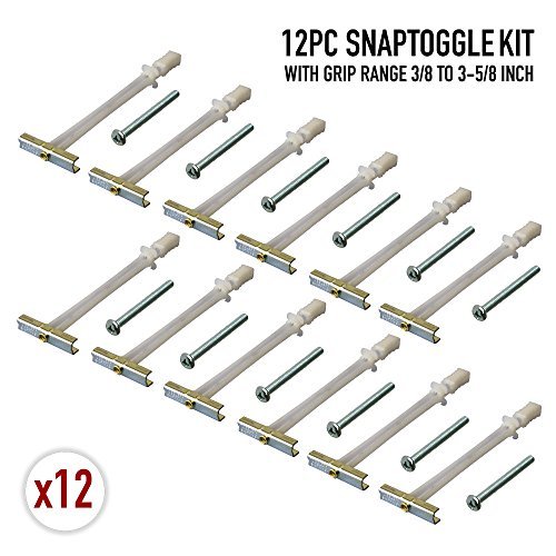 12 Pieces TOGGLER SNAPTOGGLE Drywall Anchor with included bolts for 1/4-20 Fastener size; holds 80 pounds each by TOGGLER