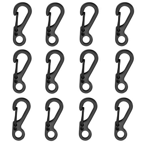 12pcs/Lot Black Mini SF Carabiners Spring Backpack Clasps EDC Keychain Carabiner for Climbing Camping Bottle Hooks Paracord Tactical Survival Gear by Ontrip®