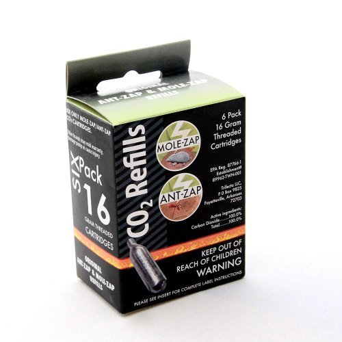 16g Threaded CO2 Cartridges 6-Pack Mole-Zap/Ant Zap Refills