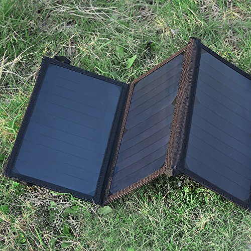 1byone 24W Foldable Solar Charger with 2 USB Ports, portable and highly efficient Solar Panel for iPhone, iPad, iPods, Samsung, Android Smart Phones, Tablets, Any USB Devices and More, Black