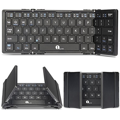 1byone Foldable Bluetooth Keyboard, Portable Bluetooth Keyboard for iOS, Android, Windows, PC, Tablets and Smartphone, Black