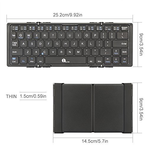 1byone Foldable Bluetooth Keyboard, Portable Bluetooth Keyboard for iOS, Android, Windows, PC, Tablets and Smartphone, Black