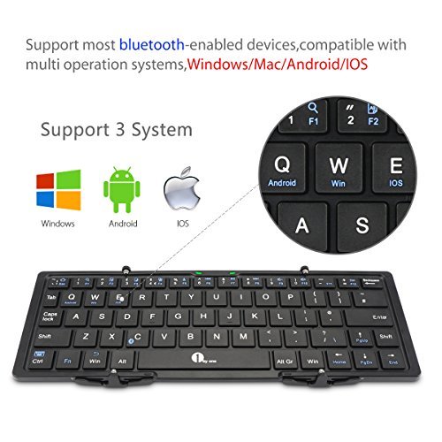 1byone Foldable Bluetooth Keyboard, Portable Bluetooth Keyboard for iOS, Android, Windows, PC, Tablets and Smartphone, Black