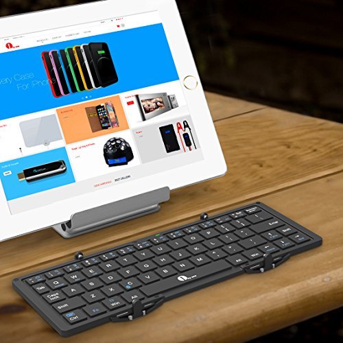 1byone Foldable Bluetooth Keyboard, Portable Bluetooth Keyboard for iOS, Android, Windows, PC, Tablets and Smartphone, Black