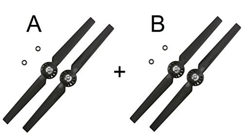 2 Pack Yuneec Black Propeller Sets / Rotor Blades A and B (YUNQ4K115A) (YUNQ4K115B), For Q500 4K, Q500, Q500+ Quadcopter, Clockwise and Counter-Clockwise Rotation