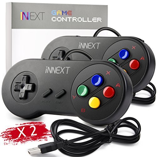 2 Pack iNNEXT SNES Retro USB Super Nintendo Controller Gamepad Joystick, USB PC Super Classic Controller Joypad Gamestick for Windows PC MAC Linux Raspberry Pi 3 Sega Genesis Higan