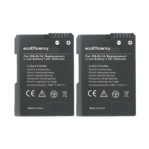 2-Pack of ecoEfficiency Nikon D3100, D3200, D3300, D3400, D5100, D5200, D5300, D5500, D5600, DF, Coolpix P7000, P7100, P7700, P7800 DSLR Cameras