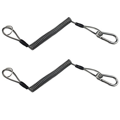 2 X Boating Kayak Camping Fishing Pliers Lanyard Coiled Tether Retractable Steel Coil Lanyard Flexible Lanyard Fishing Tool Tether