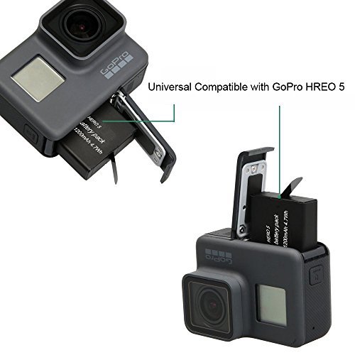 2 x Replacement Battery and Triple Charger for GoPro Hero 5 / Hero 6 Black By Mibote (Compatible with v02.51, v02.00, v01.57 and Future Updates)