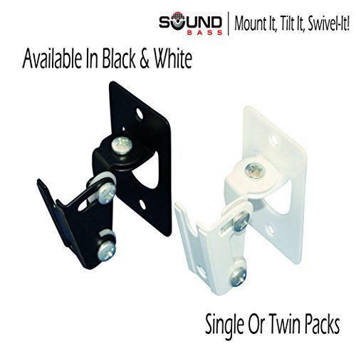 2 x SONOS PLAY 1 Wall Mount, Twin Pack, Adjustable Swivel & Tilt Mechanism, 2 Brackets For Play:1 Speaker with Mounting Accessories, White, Designed In the UK by Soundbass