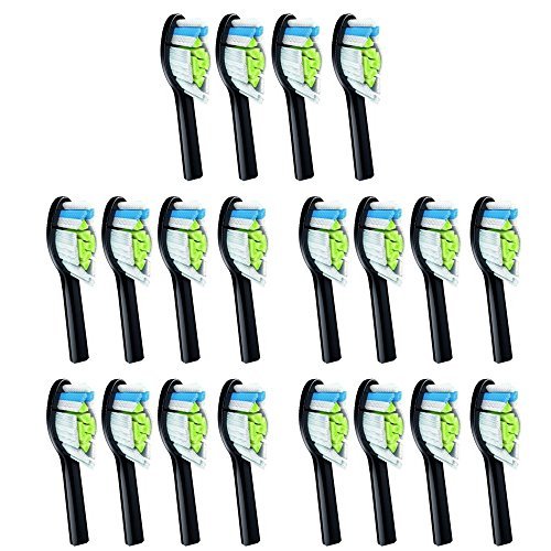 20 pcs Replacement Brush Heads Compatible with Philips Sonicare Electric Toothbrush - Model HX-6064 Black - by FolksCare(TM) 