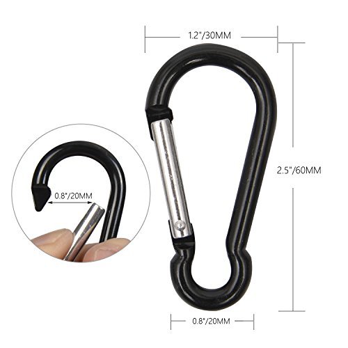 20PCS 2.5"/6CM Aluminum Carabiner Clip,Durable Spring-loaded Keychain Hook Pack for Home,Rv, Camping, Fishing, Hiking, Traveling and Key Chain(PACK/20PCS)