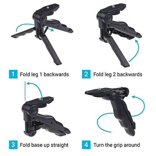 2in1 Pistol Handgrip and Tabletop Tripod - For GoPro Hero 5, 4, Black, Session, Hero 4, Session, Black, Silver, Hero+ LCD, 3+, 3, 2, 1 and other Digital Cameras with a Tripod Connection