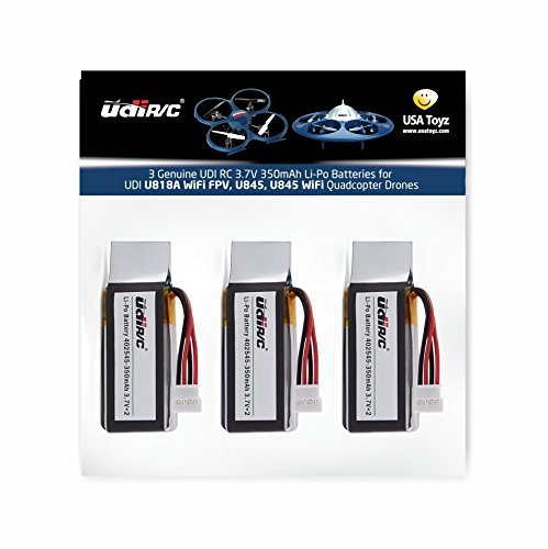 3 Genuine UDI RC 3.7V 350mAh Rechargeable Li-Po Batteries for USA Toyz UDI U818A WiFi FPV Quadcopter Drone (NOT COMPATIBLE WITH U818A or U818A HD or HD+)