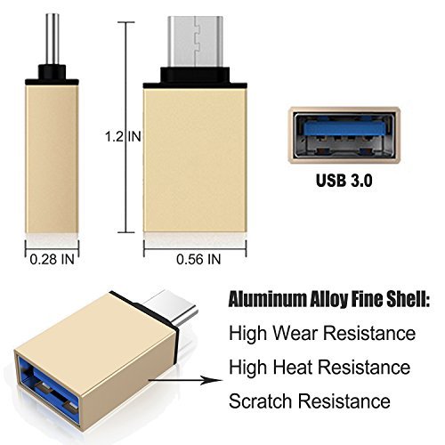 3 Pack USB Type C Adapter,Alled 2 Pcs USB-C to USB 3.0 and a USB-C to Micro USB for Galaxy S8 S8+, MacBook, ChromeBook Pixel, HTC 10, Nexus 5X, Nexus 6P, OnePlus 2 and More (3 Pack USB Type C Adapter)