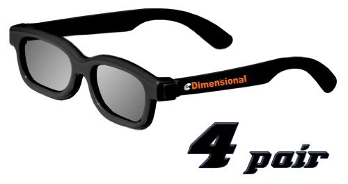 4 pairs - Kids Passive 3D Glasses Genuine eDimensional Sealed RealD Compatible Circular Polarized 3D Glasses for Passive 3D TV's Televisions Including 4K from SONY, Panasonic, Vizio, Toshiba, LG, Philips and JVC and for use in Real-D Theaters