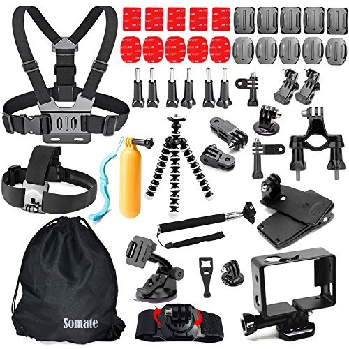 46-In-1 Wifi Action Camera Accessory Kit for Gopro Hero 5 Session 4 3+ 3 2 1 Silver Black, Outdoor Sports Camera Accessories Bundle for SJCAM SJ4000 SJ5000 Akaso FITFORT Lightdow APEMAN Campark