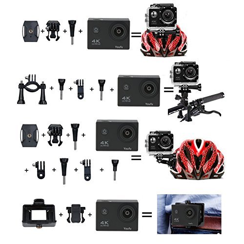 4K WIFI Sports Action Camera, Ultra HD Waterproof Cam DV Camcorder with 16MP Remote Control 30M 170 Degree Wide Angle 2.0 Inch LCD 100 Feet Underwater with Accessories Kits and Rechargeable Battery