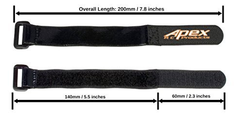 5 PACK 20mm x 200mm HD Rubberized Battery Straps Non-Slip - Apex RC Products #3030