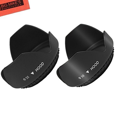 55mm and 58mm Digital Tulip Flower Lens Hood for Nikon D5600, D3400 DSLR Camera with Nikon 18-55mm f/3.5-5.6G VR AF-P DX and Nikon 70-300mm f/4.5-6.3G ED