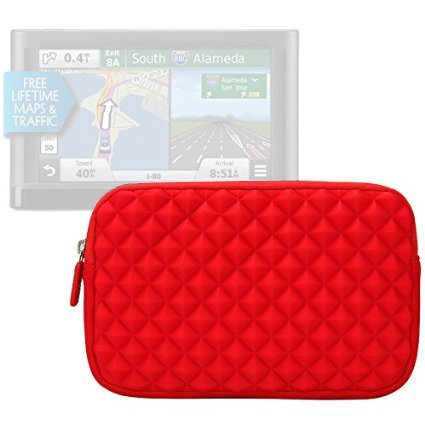 6 -7in GPS Case - Evecase GPS Navigation Neoprene Pouch Sleeve Case for Garmin nüvi, Tomtom, Magellan and more - 6 - 7 inch Red