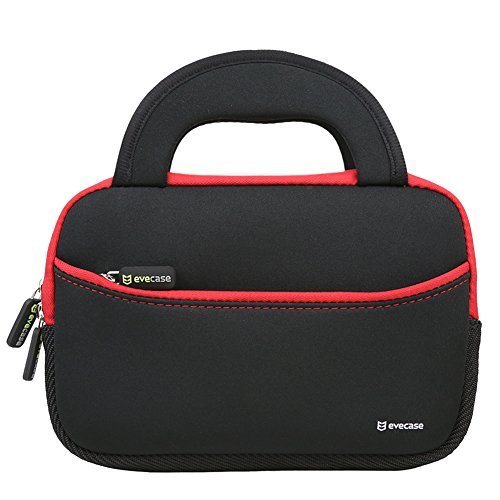 7 - 8 inch Tablet Sleeve, Evecase 7 ~ 8 inch Tablet Ultra-Portable Neoprene Zipper Carrying Sleeve Case Bag with Accessory Pocket - Black / Red