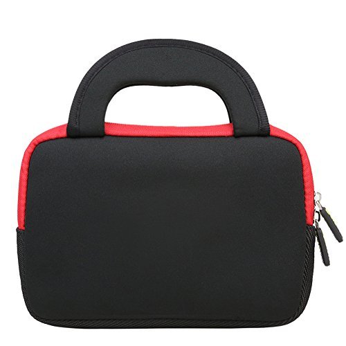 7 - 8 inch Tablet Sleeve, Evecase 7 ~ 8 inch Tablet Ultra-Portable Neoprene Zipper Carrying Sleeve Case Bag with Accessory Pocket - Black / Red