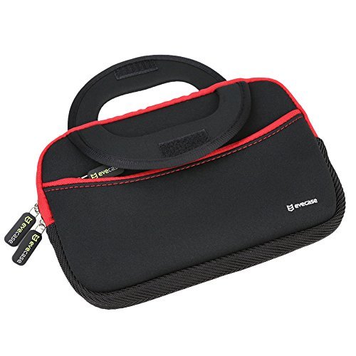 7 - 8 inch Tablet Sleeve, Evecase 7 ~ 8 inch Tablet Ultra-Portable Neoprene Zipper Carrying Sleeve Case Bag with Accessory Pocket - Black / Red