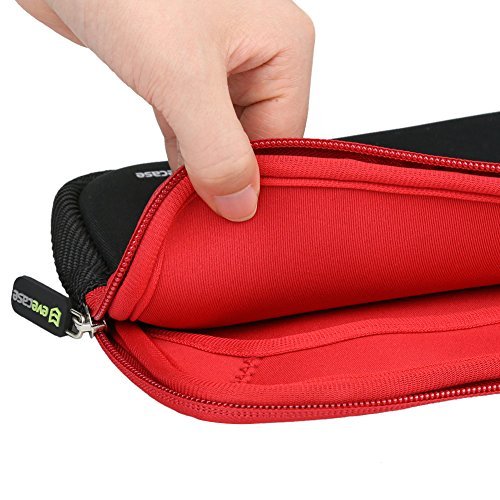 7 - 8 inch Tablet Sleeve, Evecase 7 ~ 8 inch Tablet Ultra-Portable Neoprene Zipper Carrying Sleeve Case Bag with Accessory Pocket - Black / Red