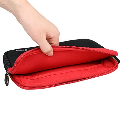 7 - 8 inch Tablet Sleeve, Evecase 7 ~ 8 inch Tablet Ultra-Portable Neoprene Zipper Carrying Sleeve Case Bag with Accessory Pocket - Black / Red