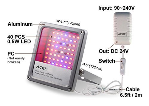 ACKE LED Grow Light Plant Light Full Spectrum for Seedlings Hydroponics Grow Lights of Plants Veg Herbs (SMD with Swithch)