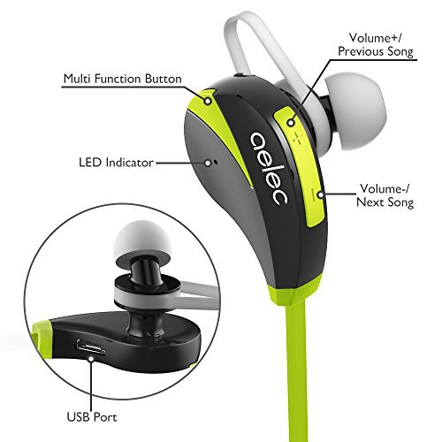 AELEC S35Headphones Wireless In-Ear Sports Earbuds Sweatproof Earphones Noise Cancelling Headsets with Mic for Running Jogging