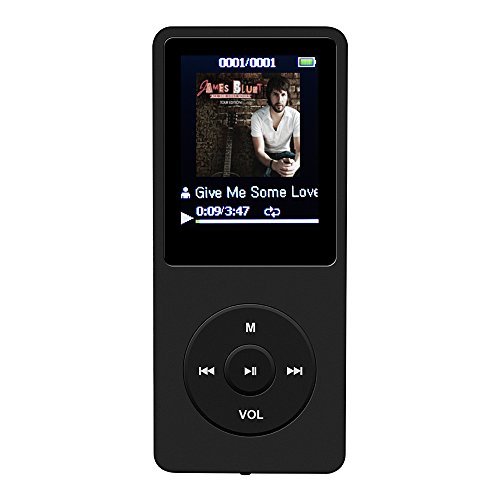 AGPtEK A02 MP3 Player with Micro SD Card Slot, 8 GB, Black