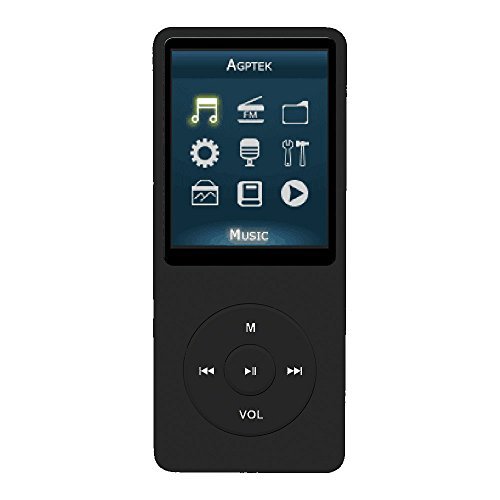 AGPtEK A02 MP3 Player with Micro SD Card Slot, 8 GB, Black