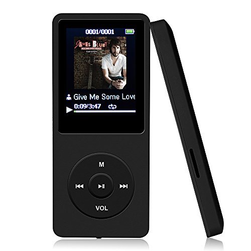 AGPtEK A02 MP3 Player with Micro SD Card Slot, 8 GB, Black