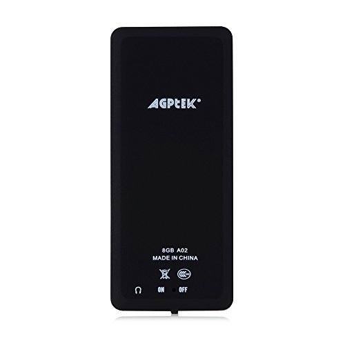 AGPtEK A02 MP3 Player with Micro SD Card Slot, 8 GB, Black