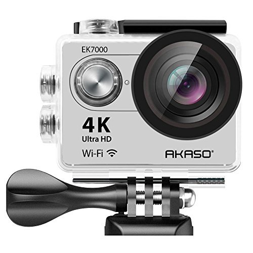 AKASO 4K Wi-Fi sports Action Camera Ultra HD Waterproof DV Camcorder 12MP 170 degree Wide Angle LCD screen/remote, Sage/Silver (EK7000SL)